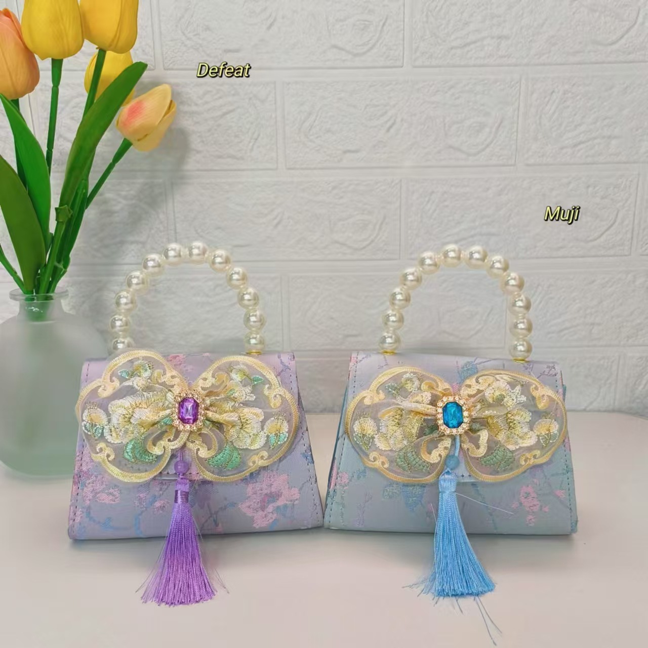 Bolso de perla nuevo estilo chino bolso de niños bolso de cambio para niñas bolso de cadena bolso de arco bolso pequeño