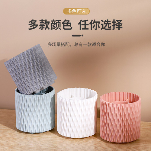 Rotating makeup brush storage box, divided desktop eyebrow pencil eye shadow bucket, cosmetics lipstick pen holder, dressing table storage box