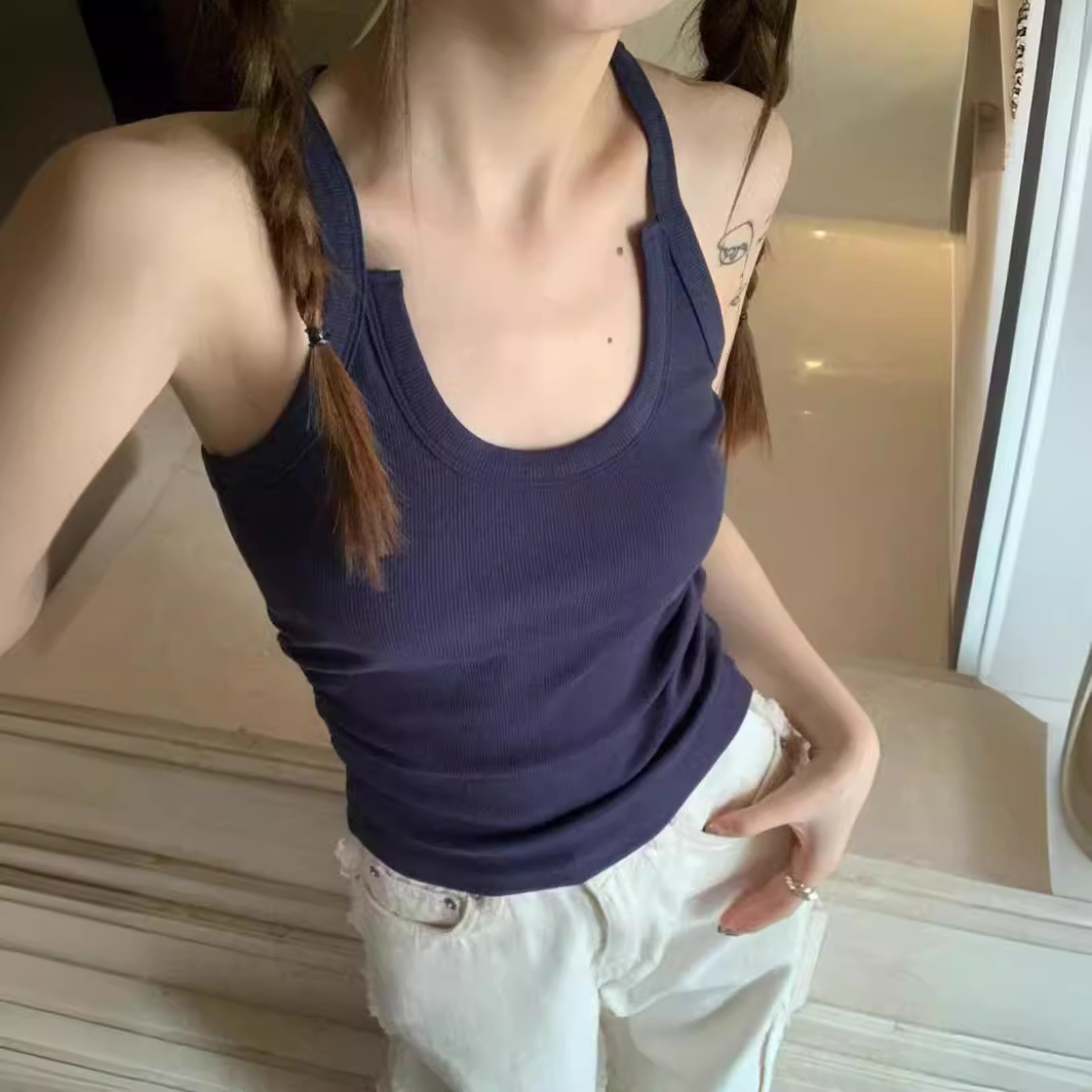 Diseño de chaleco de cinturón interior de mujer de verano vestido blanco de chica caliente delgado sin mangas tope de moda