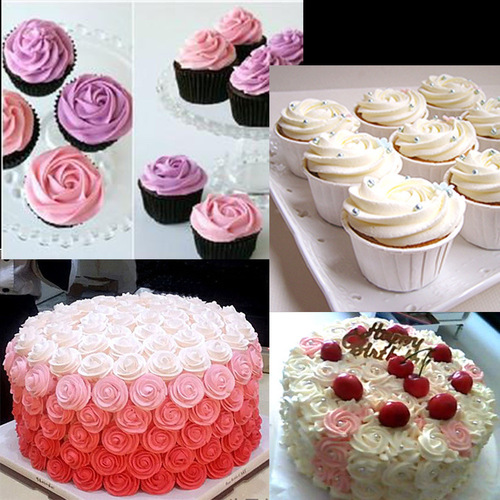 Cookie decorating nozzle, 2D nozzle, large and small, 6 teeth, one-piece cupcake rose nozzle, baking tool