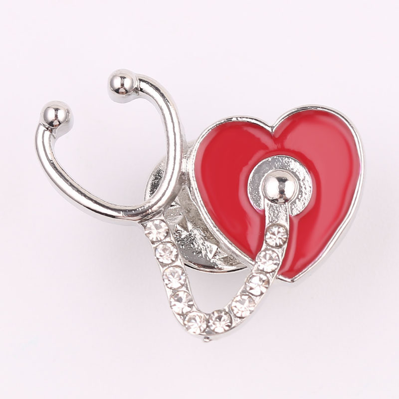 Europeo y americano joyería serie médica metal esmalte broche estetoscopio ECG masculino y femenino doctor enfermera insignia
