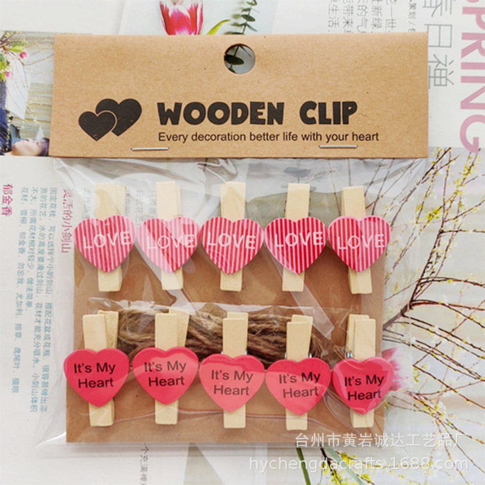 Cartoon Wood Crafts Home Decor Heart Valentine's Day Birthday Gift Photo Wedding Mini Flower Shop Card Memo Wooden