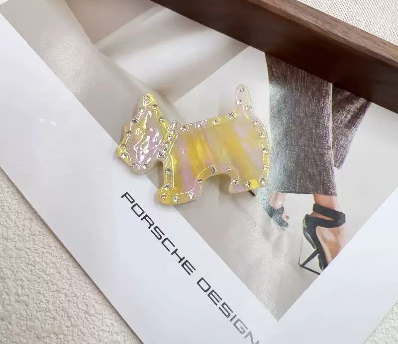 A7-아세테이트 사이드 클립-다이아몬드 스타일 강아지-골드 컬러