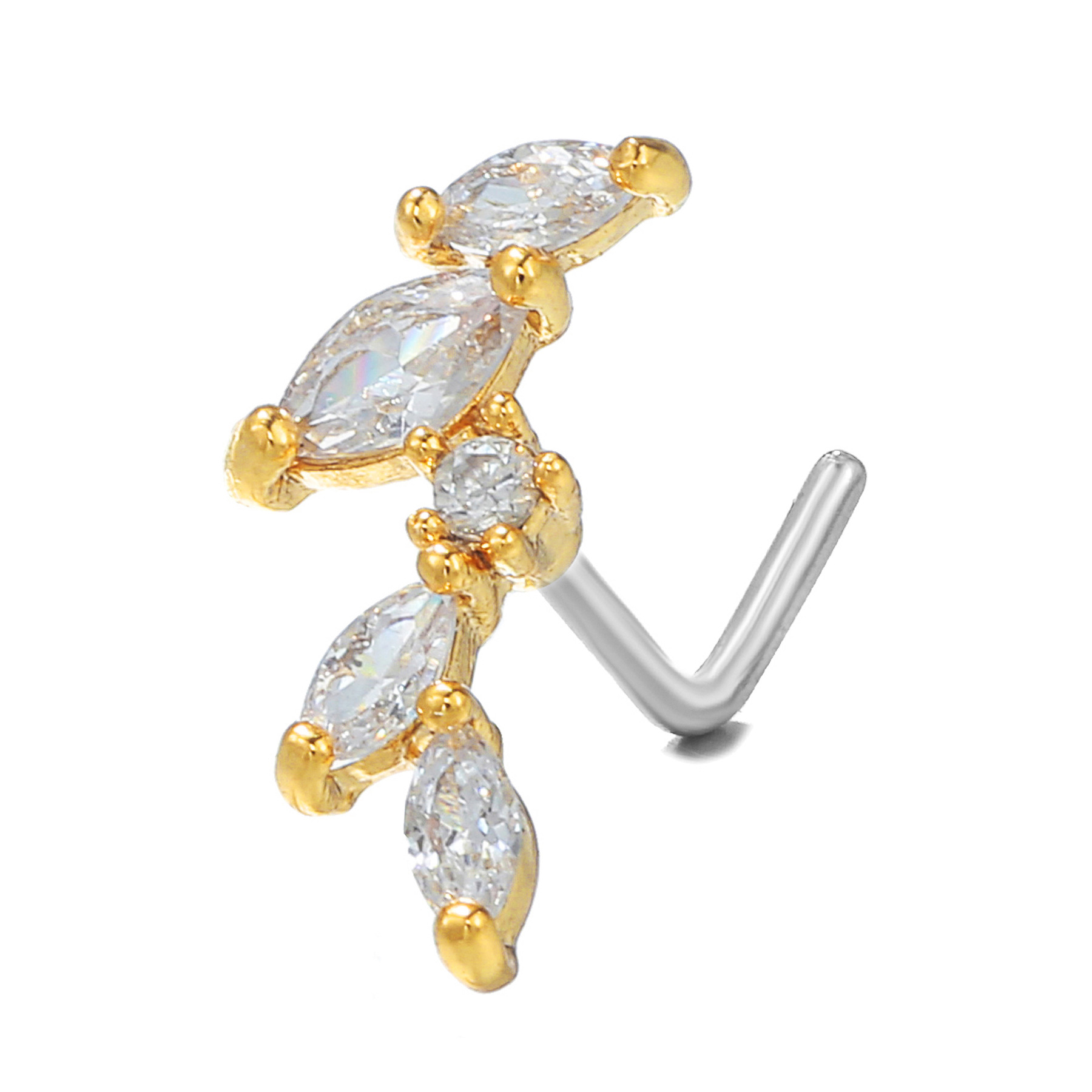 Fashion Heart Shape Copper Plating Zircon Nose studs 1 Piece