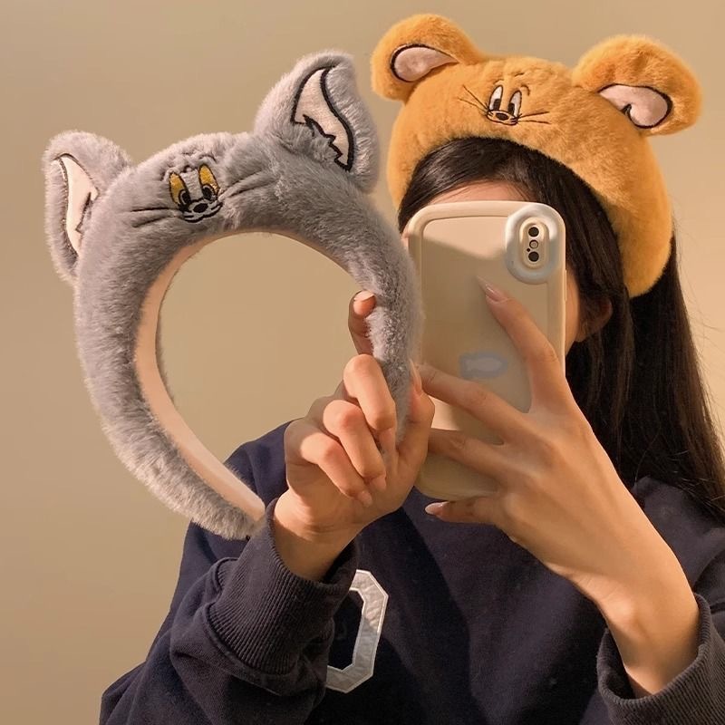 クリエイティブな猫とネズミの耳のヘッドバンド、かわいいぬいぐるみの漫画のヘッドバンド、かわいいパフォーマンスの写真ヘアピン、面白いヘッドバンド|undefined