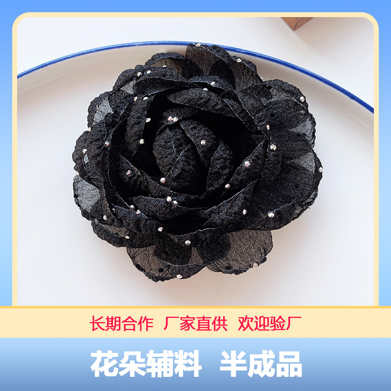 Accesorios de flores de diamante de estrella negra diy ropa accesorios de tela accesorios zapatos bolsas accesorios semiacabados flores image 1