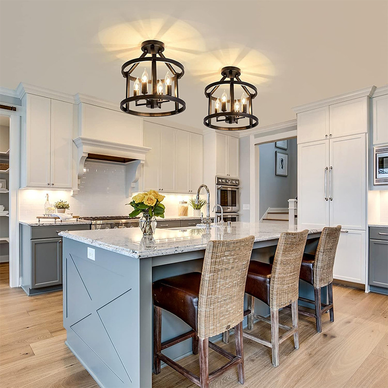 Semi-embedded Ceiling Lamp Farmhouse American Minimalist Retro Restaurant Bedroom Kitchen Corridor Amazon