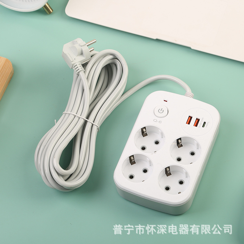 Exportación rusa zócalo USB de comercio electrónico con puerto PD 4 posiciones 8 agujeros 5 metros caja estándar europeo