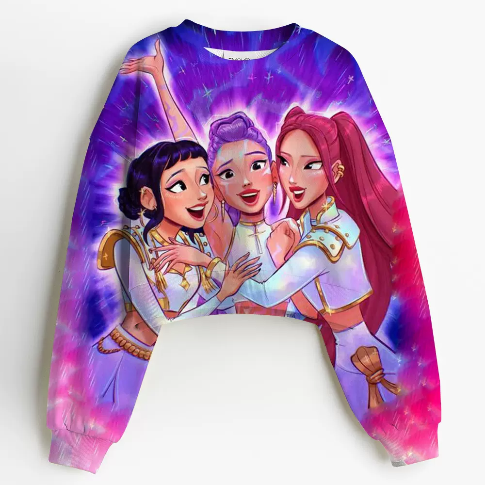 K-Pop恶魔猎人Huntrix短卫衣儿童运动衫女童套头衫卫衣时尚外套