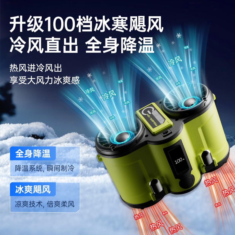 国境を越えた新型の二重羽口は腰ファンを掛けて屋外で温度を下げる神器の強風力が非常に長い航続工事現場ファンである|undefined