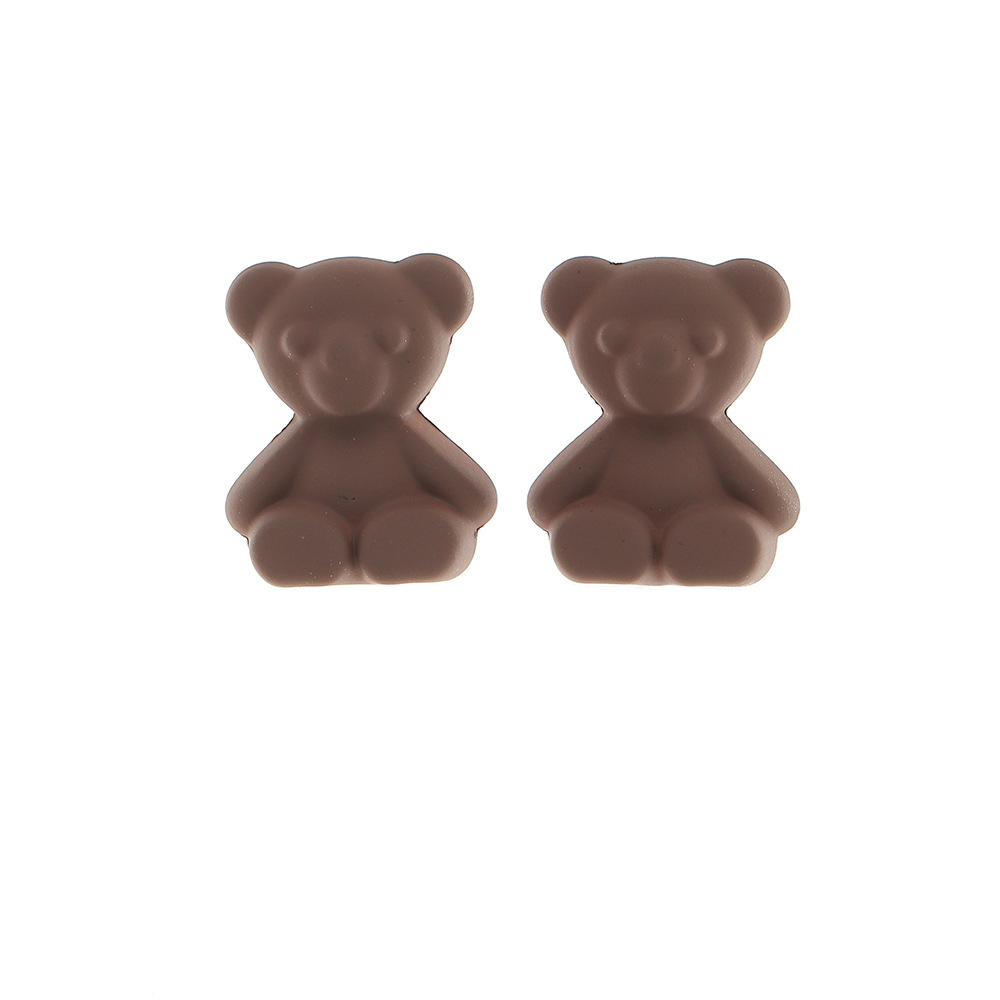 Ez3806 Nizhu New Ins Sweet Cool Teddy Bear Ear Studs Earrings Lovely Soft Cute Colorful Bear Earrings display picture 2