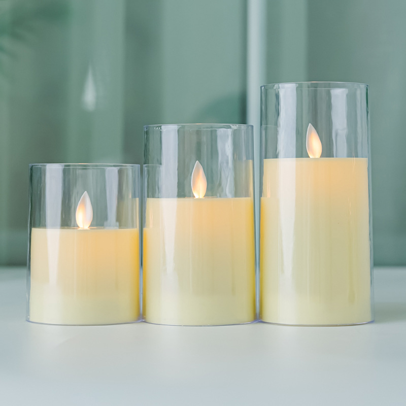Plástico acrílico LED electrónica luz de la vela de plástico de simulación de vidrio Amazon vela caliente