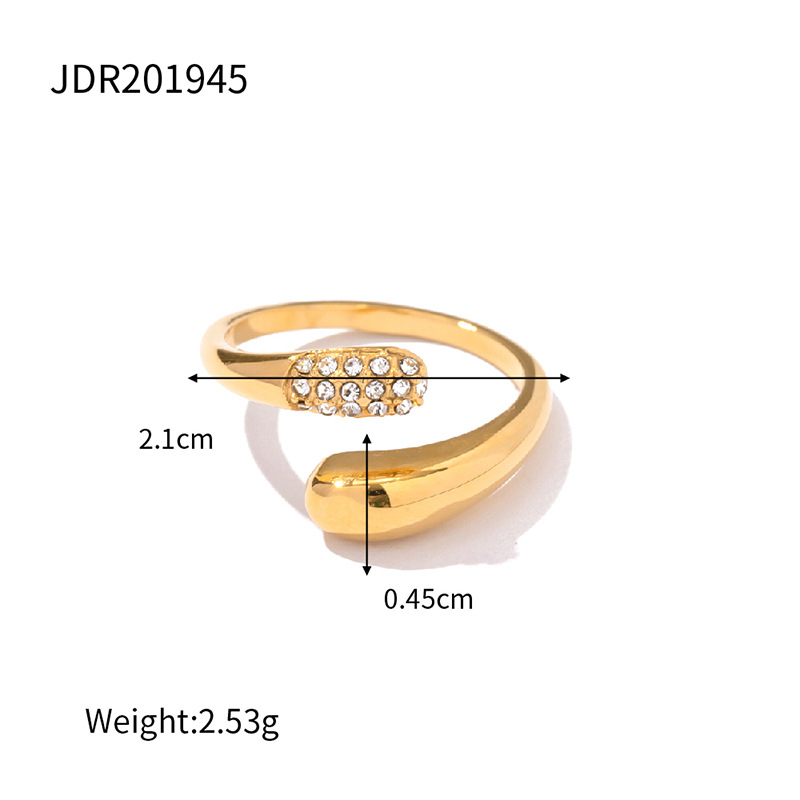 Jieding Europa y América Anillo abierto de diamantes de acero inoxidable de oro de 18k Anillo de sentido avanzado Joyas de mano de acero de titanio Rings transfronterizos