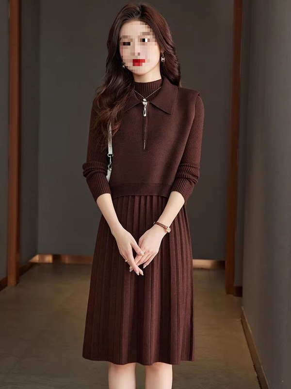 两件套连衣裙秋冬女2025新款针织毛衣裙秋冬高级感长袖套装裙子|undefined