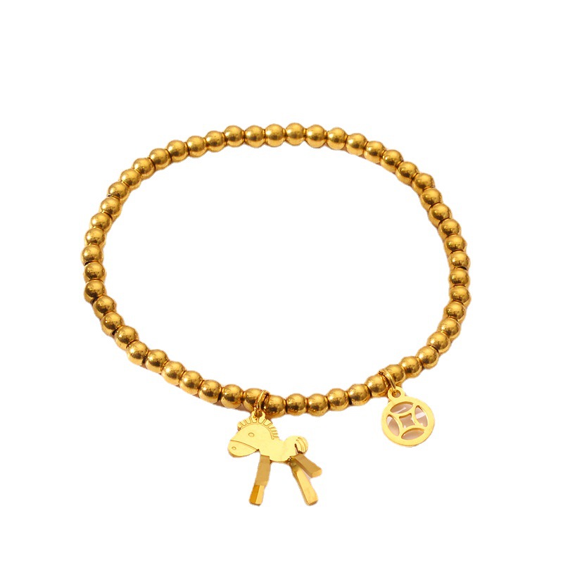 Europa y los Estados Unidos de venta caliente amor hip-hop lindos pulseras de acero de titanio mujeres no desvanecen el diseño de alta gama pulseras de perlas elásticas al por mayor image 5