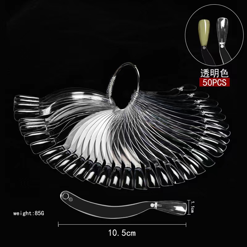 Nail Art Placa de color 50 piezas Tarjeta de color en forma de abanico arte de uñas multi-estilo esmalte de uñas pantalla color placa práctica tarjeta de color en stock