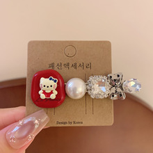2809彩色方形kt发夹边夹少女心可爱卡通合金边夹百搭装饰猫咪发夹