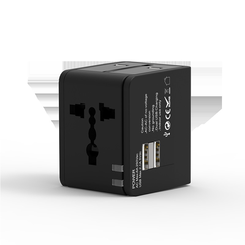 全球通用旅行转换插双USB2.1A多国旅游转换插头礼品插头|undefined