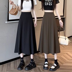 ハイウエストのスカートの女性の春の中の長いタイプのa字の垂れ下がった感じがします。