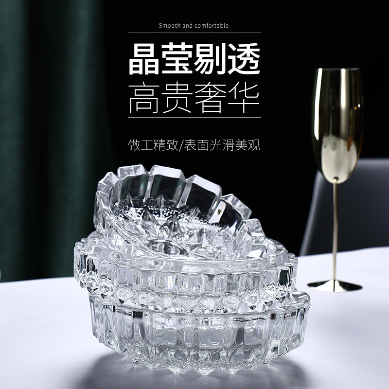 Ceniciero de vidrio casero, cigarrillo redondo, cenicero transparente, bar, bar, restaurante, KTV, se puede imprimir LOGO