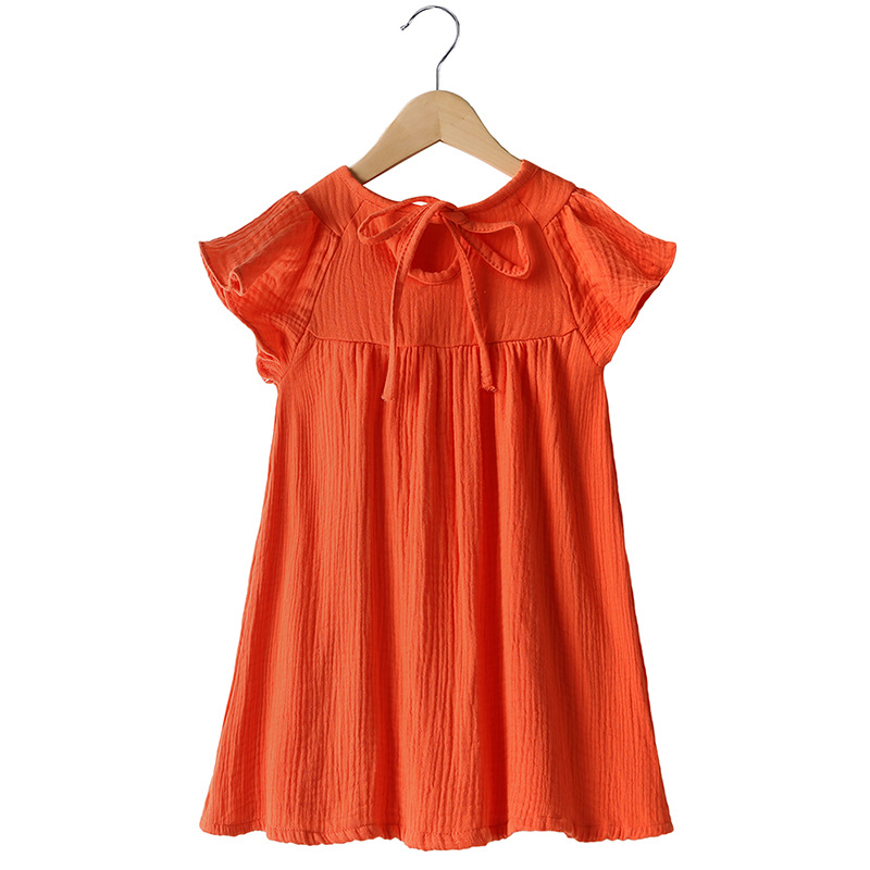 Cute Solid Color Cotton And Linen Girls Dresses display picture 9