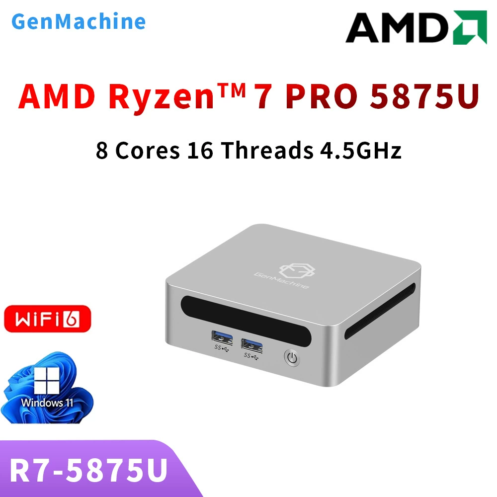 [GenMachine компьютер маленький корпус Ryzen R7-PRO-5875U металлический игровой 8K деловой офис внешняя торговля]