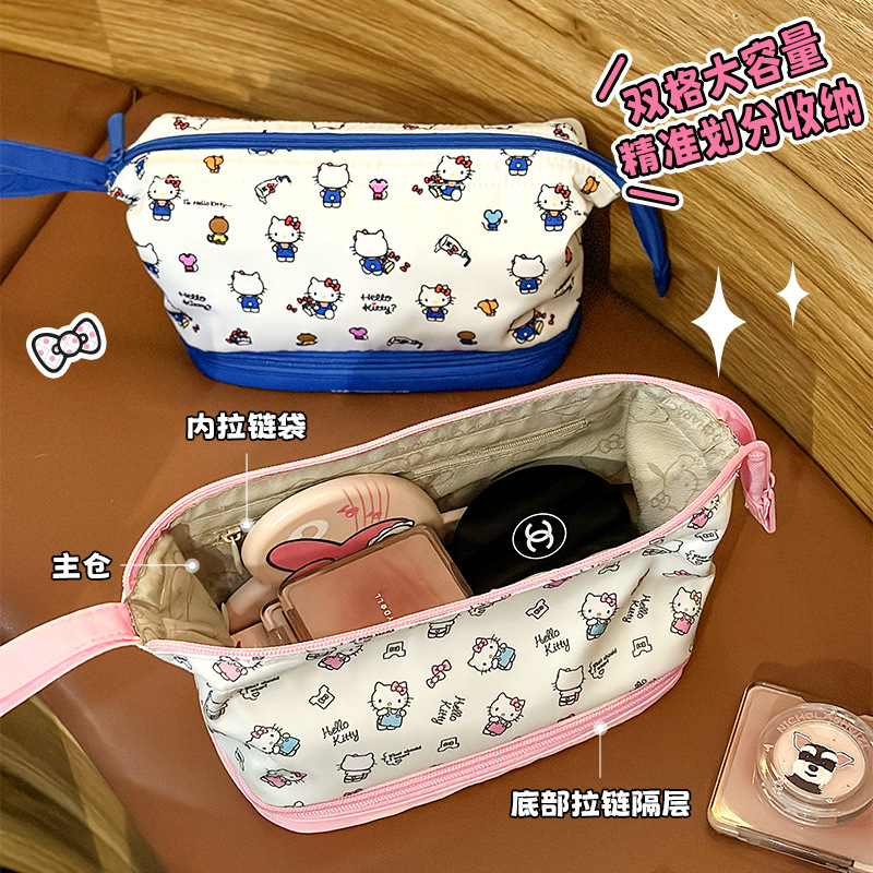 HelloKitty 화장품 가방 휴대용 대용량 휴대용 메이크업 브러쉬 보관 가방 여행 세면 용품 가방