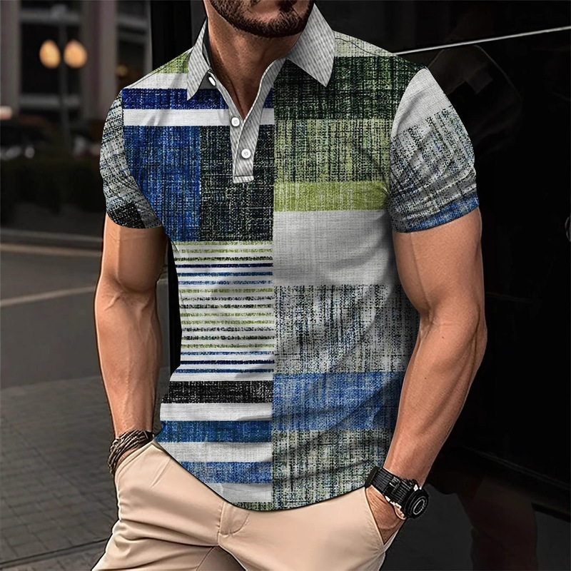 2025 Cross-Border Popular Summer Retro American Comfortable Large Size Wholesale 3D Digital Printing Lapel Men's Polo Shirt 2025 Cross-Border Popular Summer Retro American Comfortable Large Size Wholesale 3D Digital Printing Lapel Men's Polo Shirt