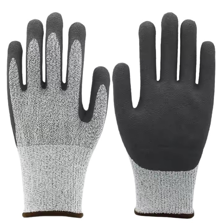 Guantes de corte esmerilados de cinco niveles, seguros laborales, resistentes al desgaste, a prueba de cortes, a prueba de puñaladas, antideslizantes, impermeables, nitrilo, cortando verduras en la cocina