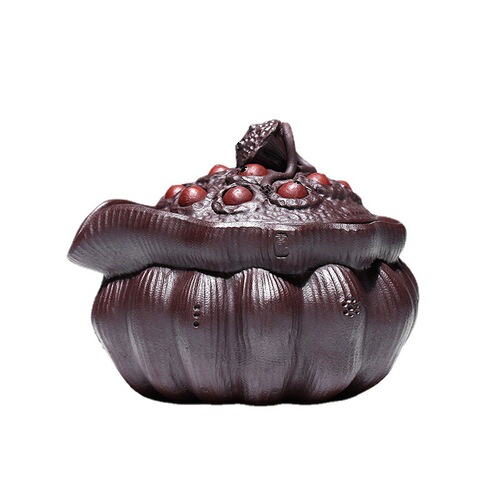 Yixing purple clay pot lotus hand-caught pot purely handmade fair cup old purple clay lotus cup lotus seed cup good luck lotus