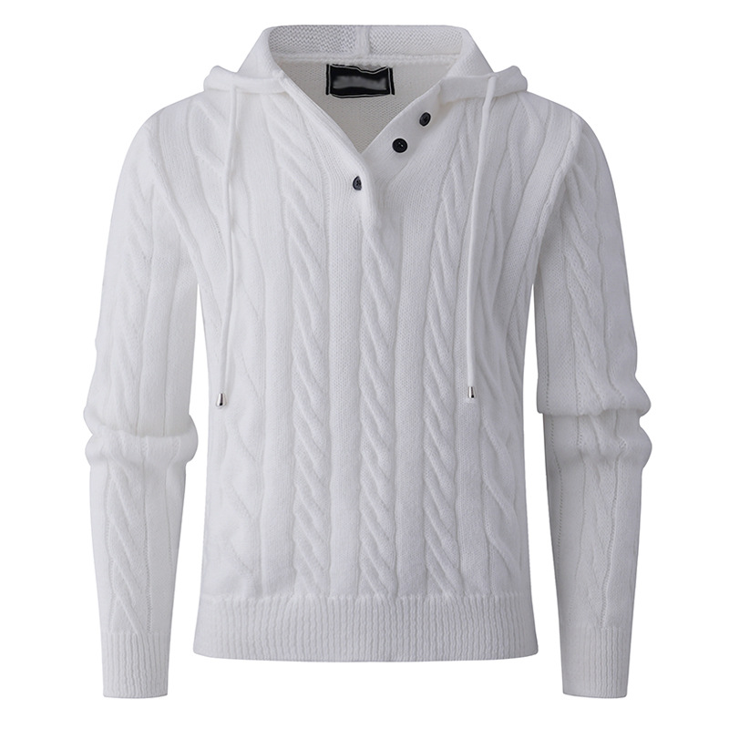 Autumn and Winter Export Amazon New Men's New Casual Hooded Sweater Men's Knitted Bottoming Shirt Pullover Sweater