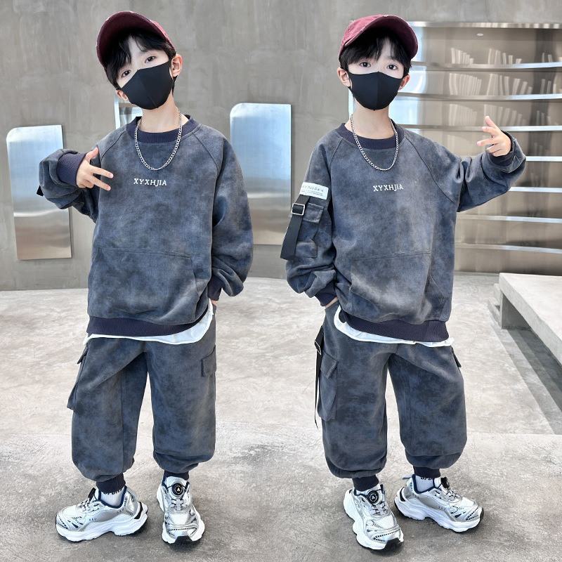 Children's clothing, sports suit 2024 new style, mid size children's spring and autumn styles, handsome boys' tie dye_voghion.com
