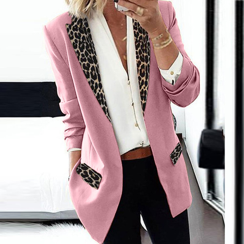 Women singers stage performance leopard blazers   long-sleeved  fashion dresses suit office jacket for woman