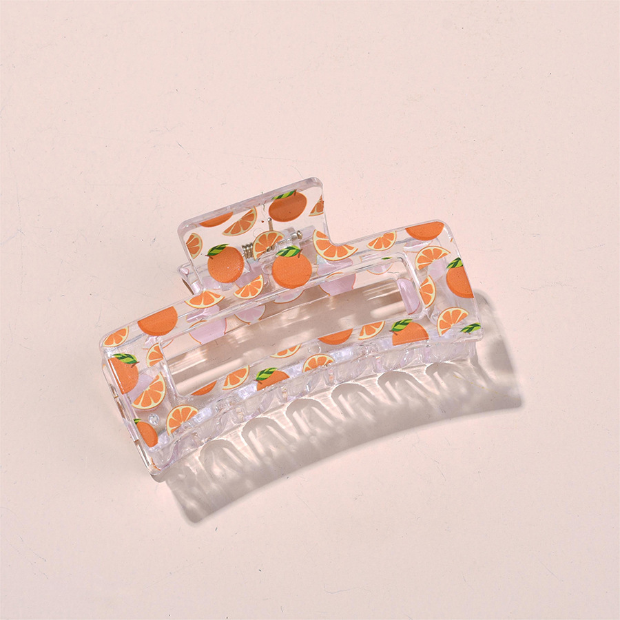 Cruzando la frontera 10,5 cm cuadrado gran clip de agarre fruta floral elegante en la parte posterior de la cabeza horquilla de la placa horquilla de tiburón tocado de agarre para el cabello