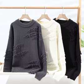 男士毛衣秋冬季青少年学生款针织圆领打底衫保暖加厚款潮流羊毛衫