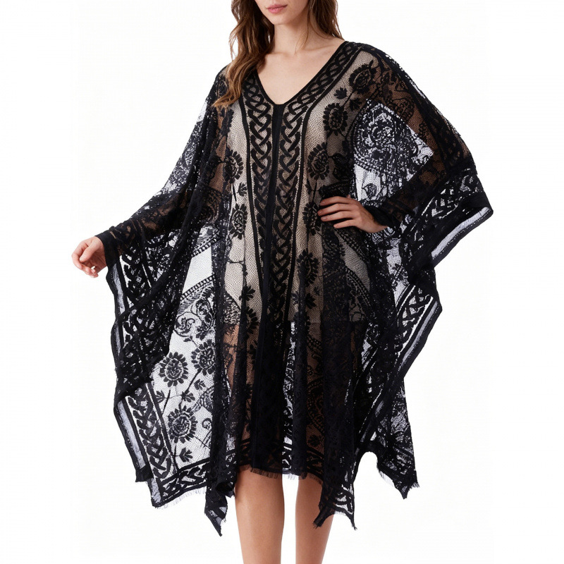 In-Stock New Patterned Blouse, Cross-Border Hot-Selling Fashion Item, Breathable, High-End Feel, Versatile, Transparent, Sexy, Sun-Protective Blouse