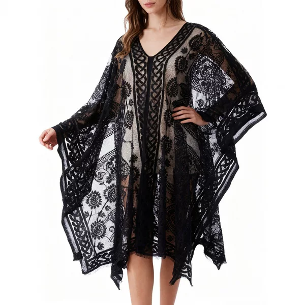In-Stock New Patterned Blouse, Cross-Border Hot-Selling Fashion Item, Breathable, High-End Feel, Versatile, Transparent, Sexy, Sun-Protective Blouse
