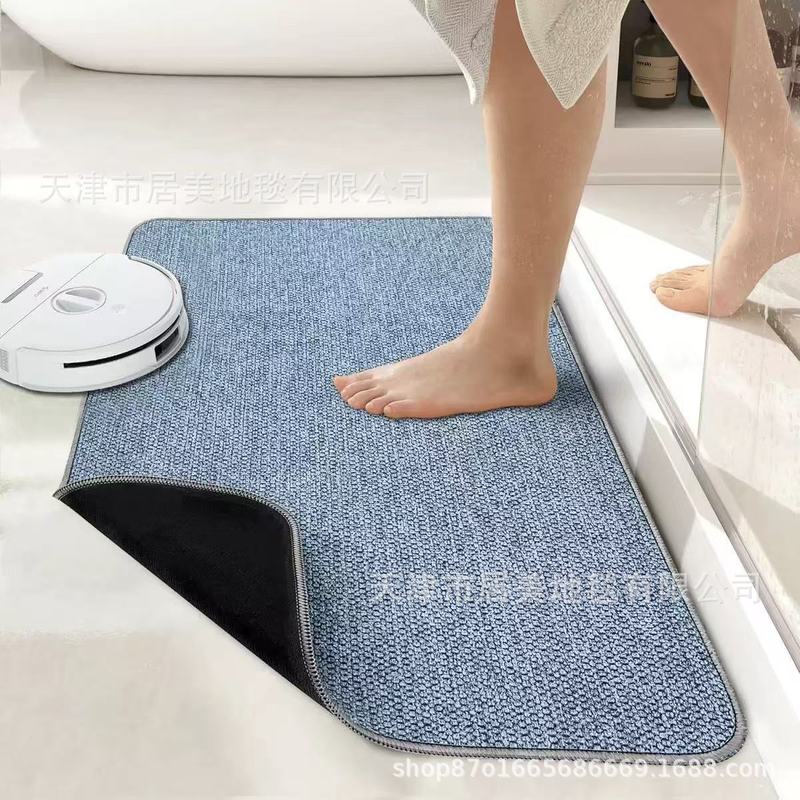 纯色简约吸水易打理耐脏耐磨亚麻硅藻泥卫生间玄关进门入口地垫|undefined