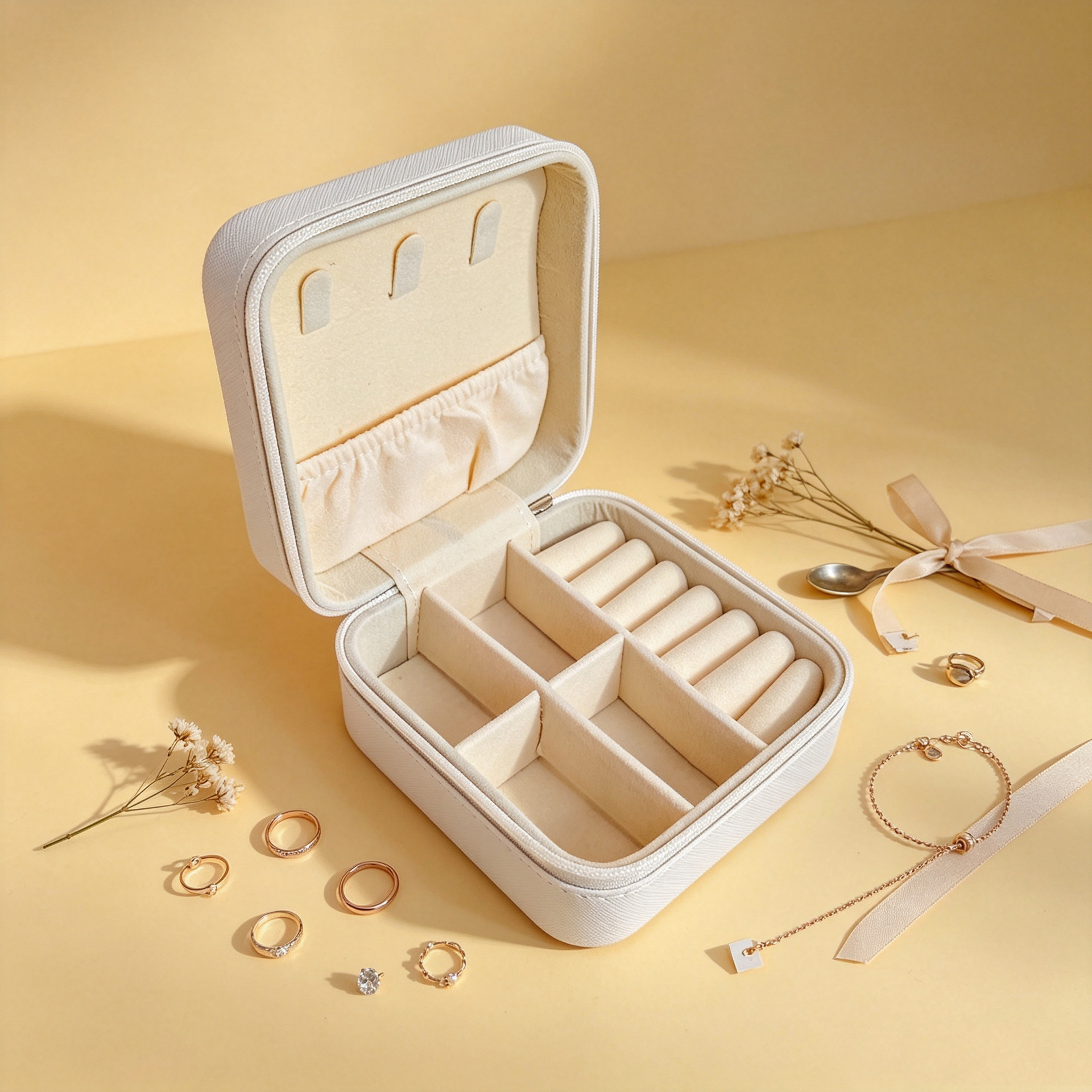 Caixa de joyería de cuero portátil para viajar caja de almacenamiento anillo collar de brazalete bolsa de joyería a prueba de polvo image 13