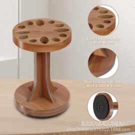 实木旋转剪刀架缝纫工具收纳座家用剪刀针线整理架手工DIY置物架