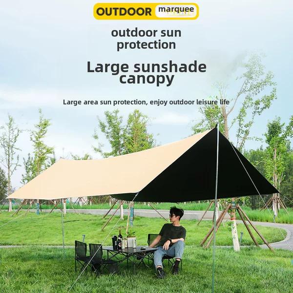Outdoor Camping Canopy with Black Glue Coating, Fully Blackout, Thickened Oxford Cloth, Outdoor Sunshade Tent, Family Picnic Outdoor Canopy
