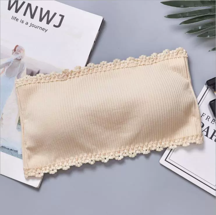Бюстгальтер топ без бретелей, shapewear с push-up и чашками, кружевная окантовка, один размер (80–130 кг)