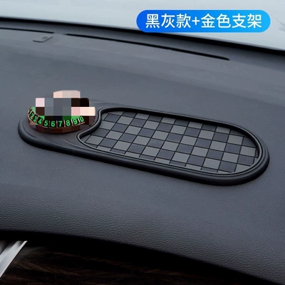 Anti-slip mat Navigation Holder, Parking Sign, Dashboard - kk01-black-and-gray-style-gold-bracket-with-moving-number-plate-opp-bag