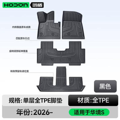 Interior Modification Supplies Trunk Mat – Modelə uyğun ayaqaltı - 212t01huajing-s26-models-single-layer-foot-pad-black-tpe-thickened-economical-and-ordinary-style