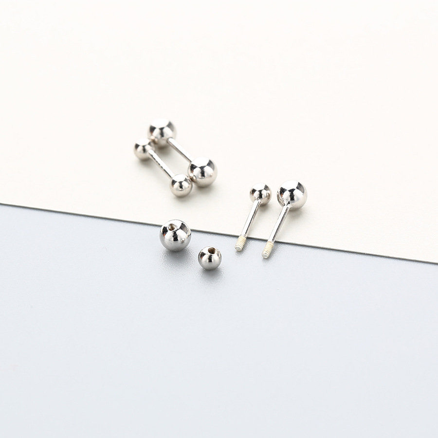 Simple Style Solid Color Silver Plating Ear Studs 1 Pair display picture 4