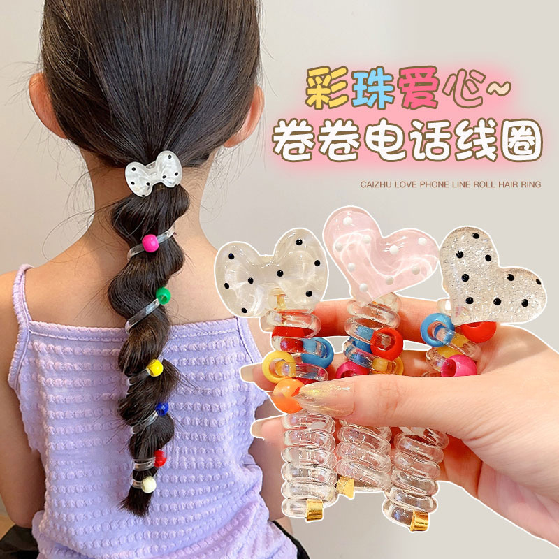 Dulce amor burbuja trenza línea telefónica bucles de cabello lindas chicas trenzadas de cabello de cola de caballo cuerda de cabello elástica