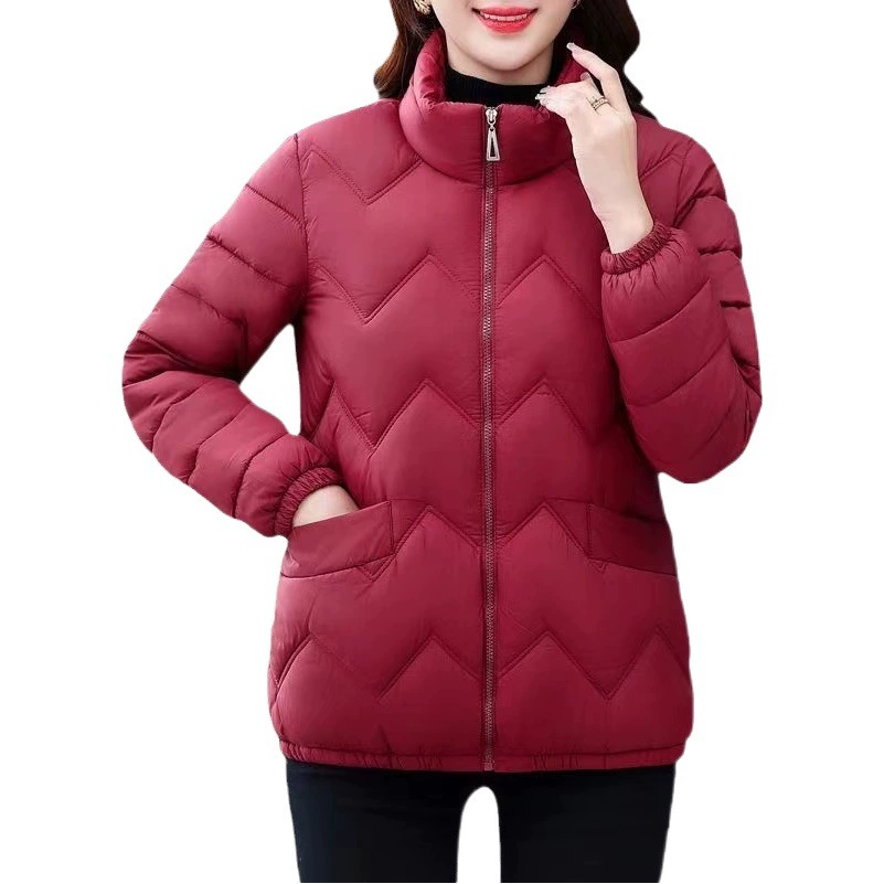Пальто с хлопковой подкладкой для среднего и пожилого возраста, Женское пальто с воротником-стойкой, модное короткое утолщенное Женское пальто с хлопковой подкладкой больших размеров