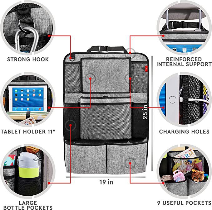 Bolsa de almacenamiento para asiento de automóvil de Amazon, bolsa de respaldo para asiento de automóvil multifuncional, bolsa de asiento trasero para iPad, antipatada