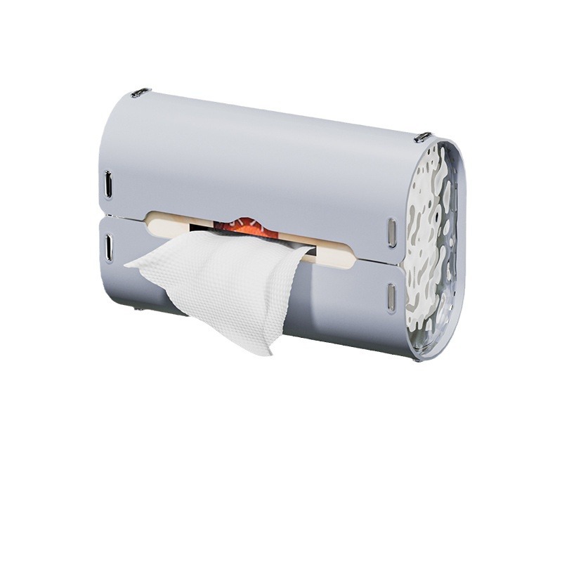 Caja de pañuelos con ventosa, silicona, sin perforación, baño y sala, organizador