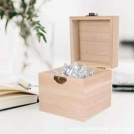 现货木质收纳盒礼品盒包装盒正方形木盒子带锁扣复古批发